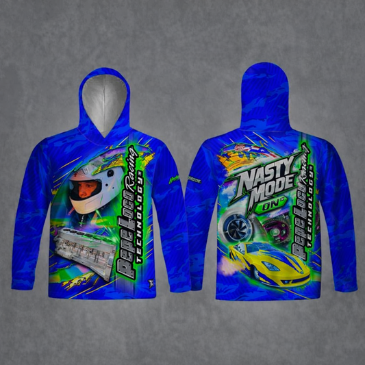 Long Sleeve Hooded Racing Crew Shirt